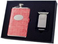 Visol"Merveilleux" Flask and Zippo Lighter Gift Set, 8-Ounce