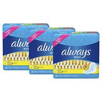 Always Maxi Feminine Pads with Wings for Women, Size 1, Regular Absorbency, Unscented, 45 Count - Pack of 3 (135 Count Total)