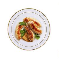 Tableclothsfactory 50 Pcs - White with Gold 6" Round Disposable Plastic Plate - Tres Chic Collection