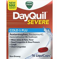 Vicks DayQuil Severe Cold & Flu, Non-Drowsy Acetaminophen, 16 LiquiCaps Each (Value Pack of 3)