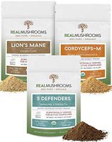 Real Mushroom Total Care Bundle - Lion's Mane + 5-Defender + Cordyceps-M Certified Organic Mushroom Powder for Immunity, Performance & Defense