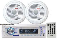 Pyle Marine Stereo AM/FM USB/SD iPod MP3 Receiver Headunit + 2 x 150W 6.5" Speakers & Remote Control