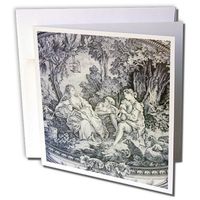 3dRose Black and White French Toille II - Greeting Cards, 6 x 6 inches, set of 12 (gc_34698_2)