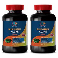 Potassium Magnesium Supplement Capsules - Organic Blue Green Algae 500mg - spirulina chlorella Powder caps - 2 Bottles 120 Capsules