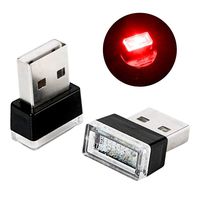 Rumfo 2Pcs Car USB LED Atmosphere Lighting Decoration Night Light Automotive Decorative Led Lamp with USB Charging for All Cars Vehicle SUV Truck(Red)
