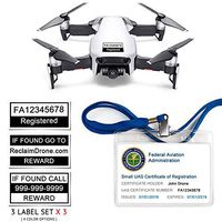 Mavic Air - FAA Drone Identification Bundle - Labels (3 Sets of 3) + FAA UAS Registration ID Card for Hobbyist Pilots + Lanyard and ID Card Holder