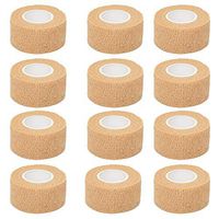 Self Adhesive Bandage Cohesive Warp Bandages Sport Medical Tape Tattoo Grip Cover Nonwovens 1"x5y 12Roll for Stretch Athletic, Ankle Sprains & Swelling, Sports，House Peta & Horse FDA Approved