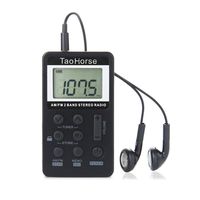 TaoHorse Portable AM FM 2-Band Radio Operated by Lithium Battery, Digital Tuning Stereo Pocket Radio with Headphones (3.5mm Jack) for Walking Jogging Hiking Camping