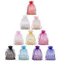 HRX Package 100pcs Organza Jewelry Bags 4 x 6 inch 10 Colors, Mesh Gift Pouches Drawstring Candy Bags for Small Presents Jewelry Earrings