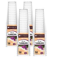 Squarete Hexagons Crystal Clear Hard Plastic 10oz Square Party Tumblers/Cups 14 Count Pack Of 4 (56 Cups Total)