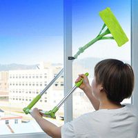 Window Cleaning Kit, InKach Foldable Handle Cleaning Glass Sponge Mop Window Cleaner Squeegee (Green)