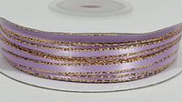 Ben Collection 1/8" X 100 Yards Double Face Satin Ribbon with Metallic Gold & Silver Edge (Lavender & Gold)