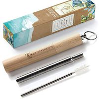 EcoDifference Metal Reusable Collapsible Straw with 3X Lighter Portable Bamboo Keychain Case Highest Grade Stainless Steel Foldable Straw Tightly Sealed for Leak Proof Reusable Straws Collapsible