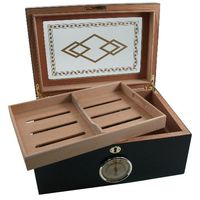 Black Three Diamond Design Window Top 100ct Cigar Humidor