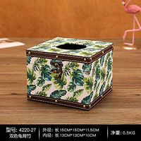 T-ZJHC European Creative Retro Tissue Box Home Room Bedroom Napkin Tray Living Room Coffee Table Storage, Square - Two-Color Turtle Bamboo