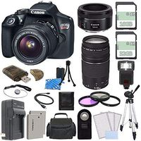 Canon EOS Rebel T6 DSLR Camera with 18-55mm Lens (USA Warranty) + Canon EF 50mm f/1.8 STM Lens + Canon EF 75-300mm f/4-5.6 III Lens + Extra Battery + Charger + 16GB + 32GB + Remote + Case Bundle