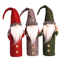 Misscat Merry Christmas 1pcs/3pcs Santa Claus Wine Bottle Bags Gift Dolls Packaging Burlap Bottle Cover (D-3p(red/Green/Gray))