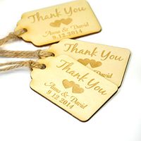 Personalized Thank You Wedding Tags,50 Pieces Custom Engraved Wooden Tags, Wedding Favor Tags, Rustic Wedding, Bridal Shower Favor Tags