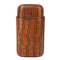 Cigar Case, Elegant Vintage Crocodile Pattern Leather Cigar Case Travel Cigar Holder Box with Stainless Steel Cutter