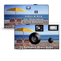 5 Beach Umbrella Disposable Cameras, Can be Personalized, Wedding, Party
