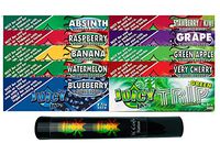 Herb Airtight Tube Pocket Protector with Juicy Jay's Variety 1.25 Flavored Hemp Rolling Papers 10 Count DC Crafts Nation- Rasta Skull