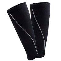 Compression Leg Sleeves – Calf Sleeves to Relieve Shin Splints, Shin Sleeve, Footless Compression Socks - Great for Running, Cycling, Traveling (L/XL, Black-Stripe)