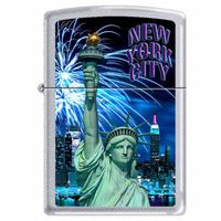 Zippo "Statue of Liberty-New York City" Satin Chrome Lighter, 2930