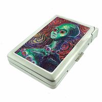 Alien Art Em1 Hip Silver Cigarette Case With Built In Lighter 4.75" X 2.75" Id Holder Metal Wallet RFID Protection