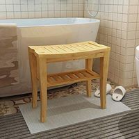 Soges Bamboo Shower Bench, Waterproof Shower Stool with Storage Shelf, Wood Bath Organizer Seat, KS-HSJ-04
