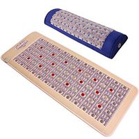 GemsMat - Leon- Far Infrared Amethyst Jade Tourmaline Crystal Heat Stone Mat (60"L x 24"W) -Capri 100% Amethyst Blue Pillow Combo - Red Light 16 Photon FIR Therapy -FDA Reg Manufacturer- Heating Pad