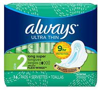 Always Pads Size 2 Ultra Thin 16 Count Long Super