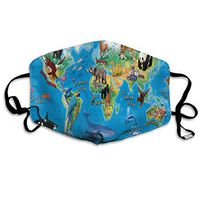 Face Mask Animals of The World Map Hot Cycling Half Face Earloop Dust Mask for Women