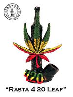 Handmade Tobacco Pipe Art Collectible Smoke Functional New Collection"Rasta420Leaf"