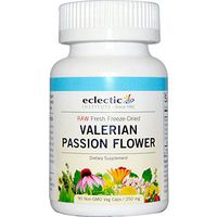 Eclectic Institute Valerian Passion Flower, 250 mg, 90 Non-GMO Veggie Caps
