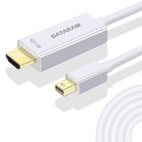 DATARAM 10 Feet Mini DisplayPort (Mini DP) to HDMI HDTV Male Cable Adapter for Surface Pro/Dock, MacBook Pro, iMac, Mac Mini - Gold Plated, White