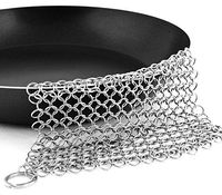 Bestgle Cast Iron Scrubber Cleaner Premium 316 Food Grade Stainless Steel Pan Cleaner, Chain Mail Scrubber, Funny Kitchen Toy, 8X6 Inch XL