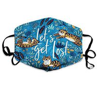 DHASDKJK79D Lets get Lost Quote Print Tigers Jungle Isolated Blue s Printed Mouth Masks Unisex Masks Reusable Face Mask