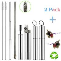 UJIANG Telescopic Straws, Stirring Straws(Retractable Stainless-Steel Straws+Strainer Stirring Straws +Straw Cleaning Brush+Handmade Turtle) for Party Travel Reusable Drinking Straws