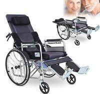 Ergonomic Medical Wheelchair -Lightweight Folding and Comfortable Wheelchair Backrest Arms and Lifting Legs to Rest - Load Bearing 200kg