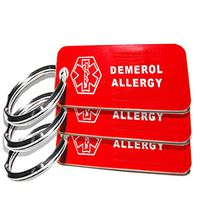 My Identity Doctor - 3 Pre-Engraved Demerol Allergy Plastic Medical Alert ID Keychains, Small 2.25 x .79 Inch