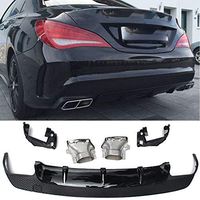 Fandixin W117 Diffuser, ABS Rear Bumper Diffuser with 4-Outlet Exhaust Tips for Mercedes Benz CLA Class W117 Sport Edition CLA45 AMG 2014-2016 (Silver exhuast tip)