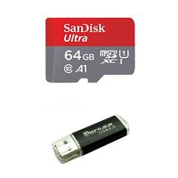 SANDISK SDSQUAR-64G-GN6MA Micro SDHC Ultra A1 Class 10 100mb/s with SD adapter + Bonus SD/TF USB Card Reader