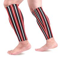 AHOMY Sports Calf Compression Sleeves Red and Black Candy Stripe Leg Compression Socks for Men and Women