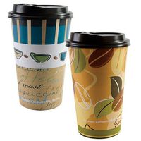 Nicole Home Collection 16 Count Hot/Cold Cup with Lid, 16-Ounce, Coffee Cup or Coffee Bean Pattern