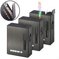 20PCS Automatic Ejection Cigarette Case with Rechargeable Electric Arc Lighter Windproof Flameless USB Lighter Box Holder Perfect Gift for Men and Your Friends