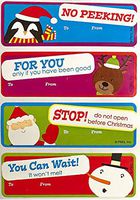 Christmas Holiday Peel n Stick Roll Snowman Santa Reindeer Penguin with Quotes Gift Wrapping Present Gift Tags (50 Tags)