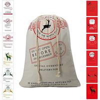 Bonison Christmas Bag Santa Sack Canvas Bag for Gifts Santa Sack Special Delivery Extra Large Size 27.6"x19.7" (White Pattern 2)