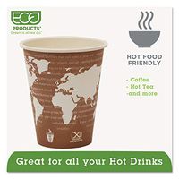 Eco-Products World Art Hot Beverage Cups, 8 Oz, Maroon, Carton Of 1000