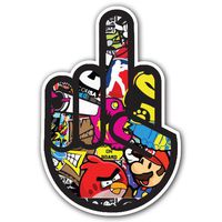 Adelia Co Middle Finger 2 - Sticker Bomb Decal Series - Cartoon Graffiti Car Wrap Laptop JDM Skateboard Snowboard Vinyl iPad Macbook (Sticker Bomb 2)