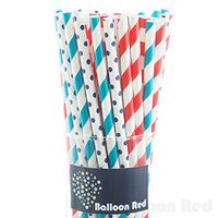 Biodegradable Paper Drinking Straws (Premium Quality), Pack of 100, Combo - Striped & Polka Dot